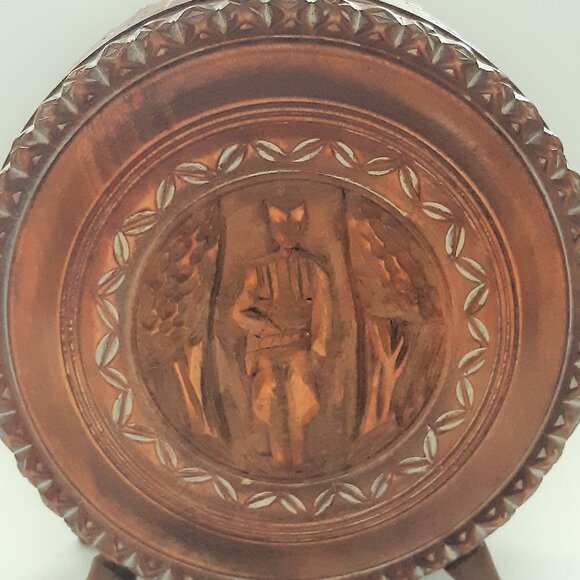 VTG Hand Carved Wooden Flask Canteen Bottle Decanter Rare - Picture 9 of 11